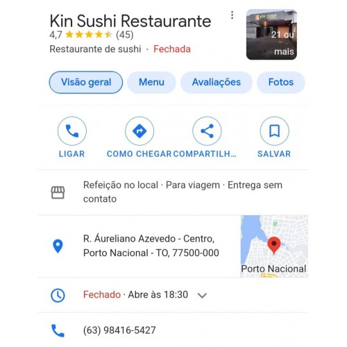 Cliente - Kin Sushi Restaurante -  Porto Nacional - TO 